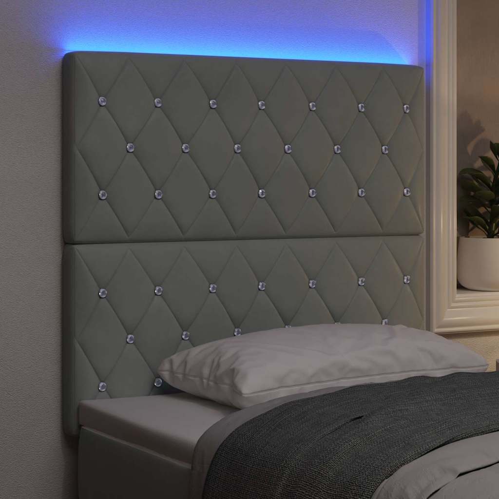 LED Headboard with LED Strip Lights Light grey 90 cm Velvet